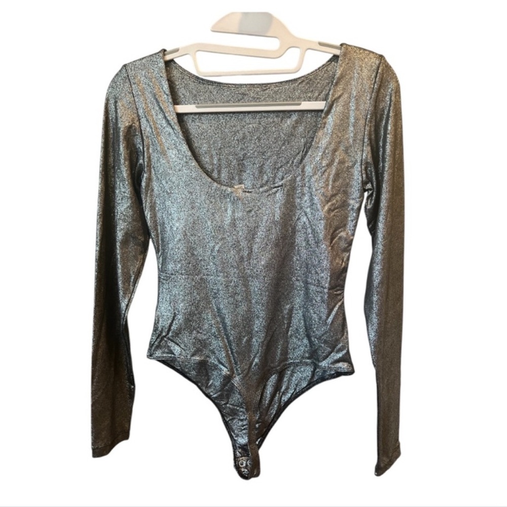 Silver Long Sleeve Bodysuit